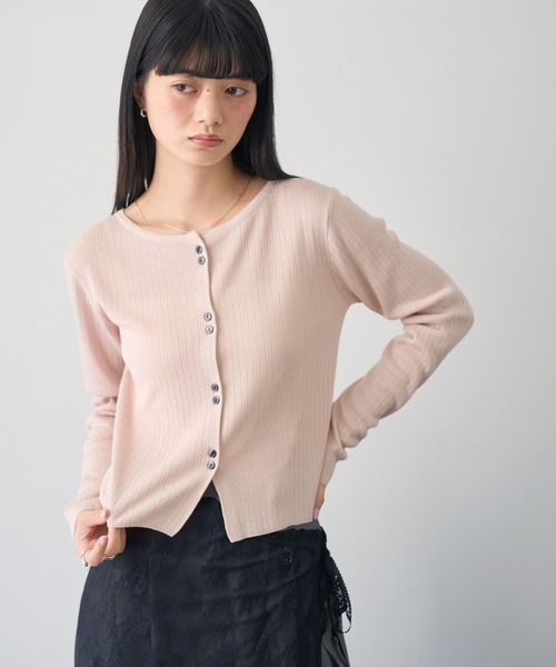 NOGLE(ノグル)の「【NOGLE/ノグル】ラメリブコンパクトカーディガン(カーディガン/ボレロ・レディース・グレイッシュベージュ/ブルー/ピンク・FREE)」の3枚目の写真