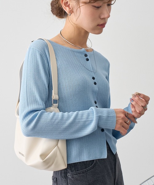 NOGLE(ノグル)の「【NOGLE/ノグル】ラメリブコンパクトカーディガン(カーディガン/ボレロ・レディース・グレイッシュベージュ/ブルー/ピンク・FREE)」の8枚目の写真