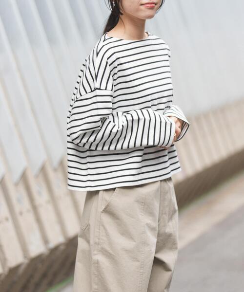 FORK&SPOON(フォークアンドスプーン)の「FORK&SPOON クロップドボートネックボーダー(Tシャツ/カットソー・レディース・ピンク系その他/ブラック系その他・1)」の7枚目の写真