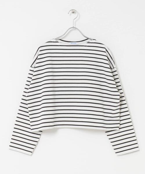 FORK&SPOON(フォークアンドスプーン)の「FORK&SPOON クロップドボートネックボーダー(Tシャツ/カットソー・レディース・ピンク系その他/ブラック系その他・1)」の10枚目の写真