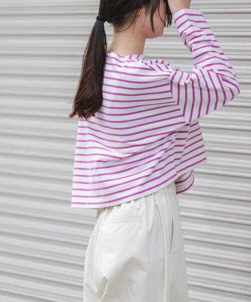 FORK&SPOON(フォークアンドスプーン)の「FORK&SPOON クロップドボートネックボーダー(Tシャツ/カットソー・レディース・ピンク系その他/ブラック系その他・1)」の17枚目の写真