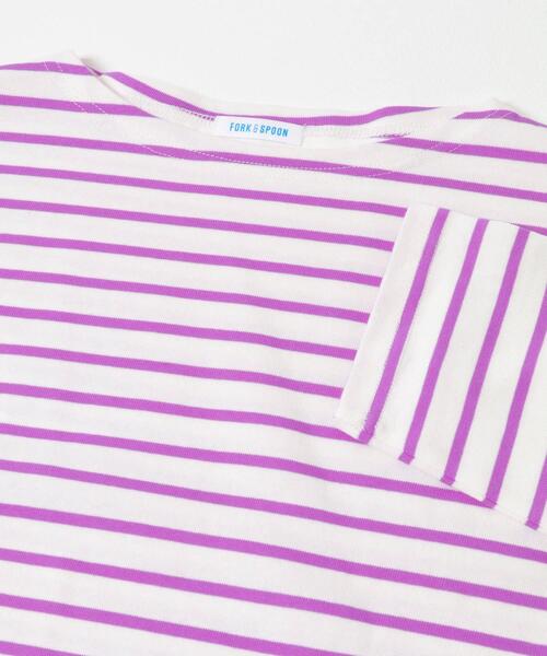 FORK&SPOON(フォークアンドスプーン)の「FORK&SPOON クロップドボートネックボーダー(Tシャツ/カットソー・レディース・ピンク系その他/ブラック系その他・1)」の20枚目の写真