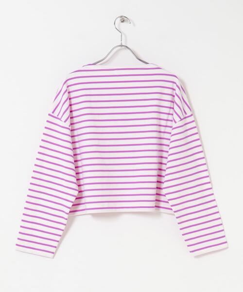 FORK&SPOON(フォークアンドスプーン)の「FORK&SPOON クロップドボートネックボーダー(Tシャツ/カットソー・レディース・ピンク系その他/ブラック系その他・1)」の21枚目の写真