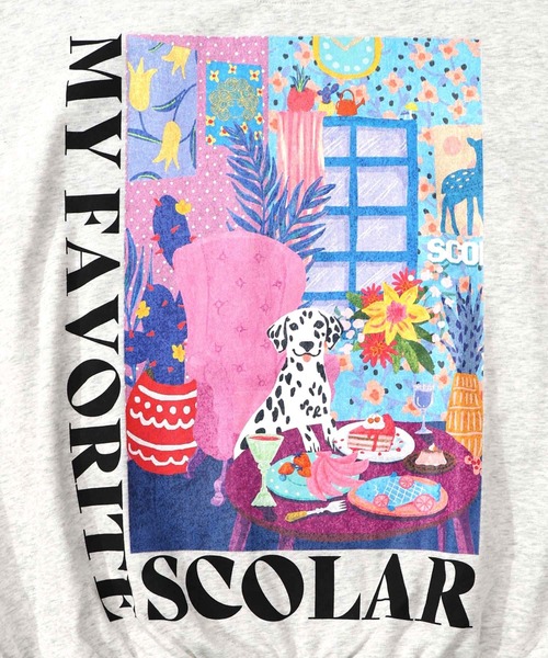 ScoLar(スカラー)の「161619:スカラールーム柄裏毛プルオーバー(Tシャツ/カットソー・レディース・イエロー/ネイビー/オートミール/ピンク・M)」の13枚目の写真