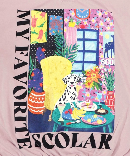ScoLar(スカラー)の「161619:スカラールーム柄裏毛プルオーバー(Tシャツ/カットソー・レディース・イエロー/ネイビー/オートミール/ピンク・M)」の14枚目の写真