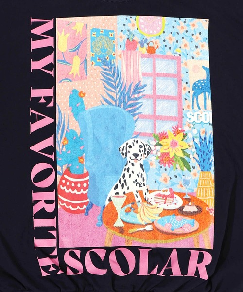 ScoLar(スカラー)の「161619:スカラールーム柄裏毛プルオーバー(Tシャツ/カットソー・レディース・イエロー/ネイビー/オートミール/ピンク・M)」の15枚目の写真