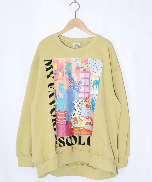 ScoLar(スカラー)の「161619:スカラールーム柄裏毛プルオーバー(Tシャツ/カットソー・レディース・イエロー/ネイビー/オートミール/ピンク・M)」の16枚目の写真