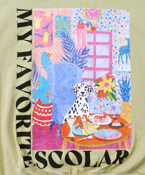 ScoLar(スカラー)の「161619:スカラールーム柄裏毛プルオーバー(Tシャツ/カットソー・レディース・イエロー/ネイビー/オートミール/ピンク・M)」の17枚目の写真