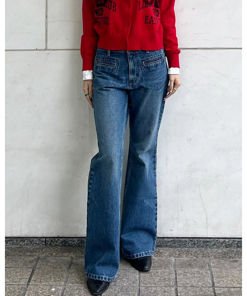 Oriens JOURNAL STANDARD（オリエンス ジャーナルスタンダード）の「フレアデニムパンツ（デニムパンツ・レディース・グレー/ネイビー・36/38）」の2枚目の写真