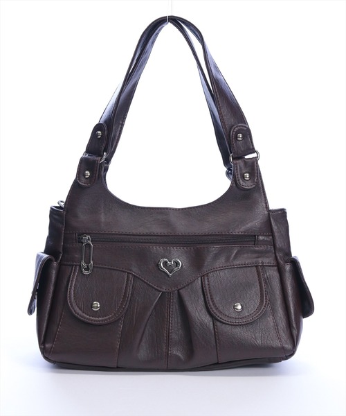 clear（クリア）の「ヴィンテージライクハートモチーフ合皮バッグ［Y2K カジュアル 着回し力抜群］≪新作≫（ハンドバッグ・レディース・レッド/ブラック/ブラウン・F）」の2枚目の写真