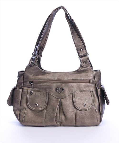 clear（クリア）の「ヴィンテージライクハートモチーフ合皮バッグ［Y2K カジュアル 着回し力抜群］（ハンドバッグ・レディース・レッド/ブラック/ブラウン/ゴールド・F）」の4枚目の写真