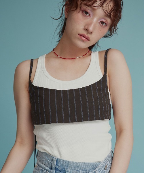 W:Huku(フーク)の「【W:Huku / ソフトタッチツイル】ロング ストラップ キャミソール ビスチェ / Soft-Touch Twill Long Strap Bustier(ベスト・レディース・ブラック/ベージュ系その他/ブラウン系その他/グレー系その他・FREE)」の1枚目の写真