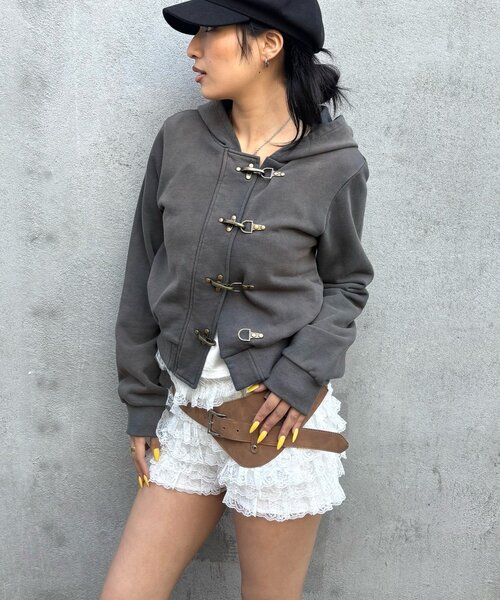 WHO'S WHO gallery（フーズフーギャラリー）の「ファイヤーマンフックパーカー（パーカー・レディース・グリーン/チャコールグレー/ライトグレー・SMALL/MEDIUM）」の5枚目の写真