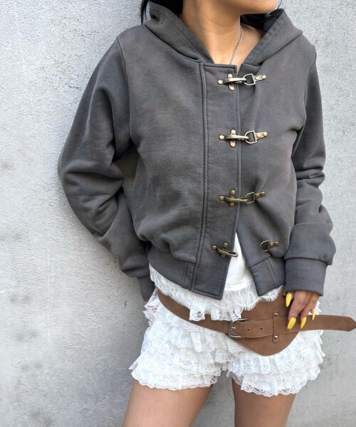 WHO'S WHO gallery（フーズフーギャラリー）の「ファイヤーマンフックパーカー（パーカー・レディース・グリーン/チャコールグレー/ライトグレー・SMALL/MEDIUM）」の7枚目の写真