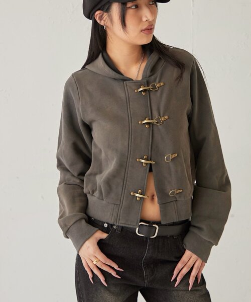 WHO'S WHO gallery（フーズフーギャラリー）の「ファイヤーマンフックパーカー（パーカー・レディース・グリーン/チャコールグレー/ライトグレー・SMALL/MEDIUM）」の10枚目の写真