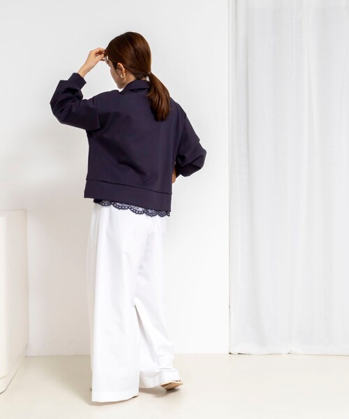 NOLLEY’S(ノーリーズ)の「ウォッシャブル裾レースオトナサテンTシャツ(シャツ/ブラウス・レディース・ブラック/ネイビー/ホワイト・38)」の6枚目の写真