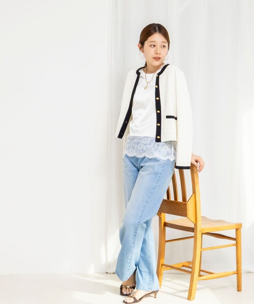 NOLLEY’S(ノーリーズ)の「ウォッシャブル裾レースオトナサテンTシャツ(シャツ/ブラウス・レディース・ブラック/ネイビー/ホワイト・38)」の8枚目の写真