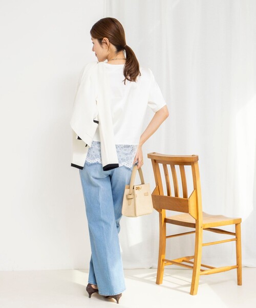 NOLLEY’S(ノーリーズ)の「ウォッシャブル裾レースオトナサテンTシャツ(シャツ/ブラウス・レディース・ブラック/ネイビー/ホワイト・38)」の10枚目の写真