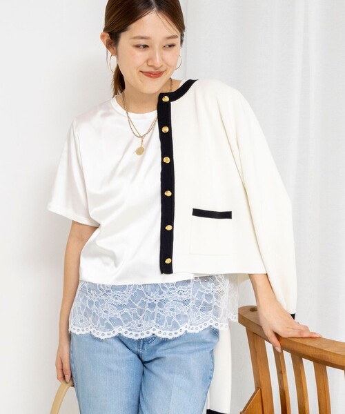 NOLLEY’S(ノーリーズ)の「ウォッシャブル裾レースオトナサテンTシャツ(シャツ/ブラウス・レディース・ブラック/ネイビー/ホワイト・38)」の14枚目の写真
