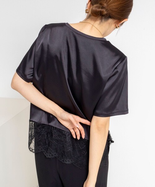 NOLLEY’S(ノーリーズ)の「ウォッシャブル裾レースオトナサテンTシャツ(シャツ/ブラウス・レディース・ブラック/ネイビー/ホワイト・38)」の18枚目の写真