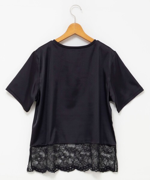 NOLLEY’S(ノーリーズ)の「ウォッシャブル裾レースオトナサテンTシャツ(シャツ/ブラウス・レディース・ブラック/ネイビー/ホワイト・38)」の12枚目の写真