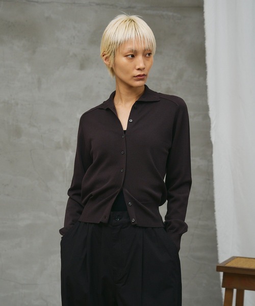 paradigm（パラダイム）の「【paradigm】コットンモダール襟付ハイネックカーデ（カーディガン/ボレロ・レディース・ホワイト/ライトグレー/ブラック/チャコールグレー・SMALL/MEDIUM）」の3枚目の写真