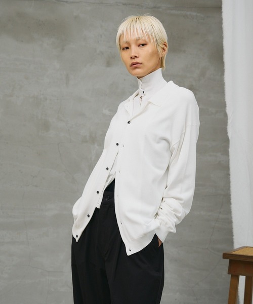 paradigm（パラダイム）の「【paradigm】コットンモダール襟付ハイネックカーデ（カーディガン/ボレロ・レディース・ホワイト/ライトグレー/ブラック/チャコールグレー・SMALL/MEDIUM）」の13枚目の写真