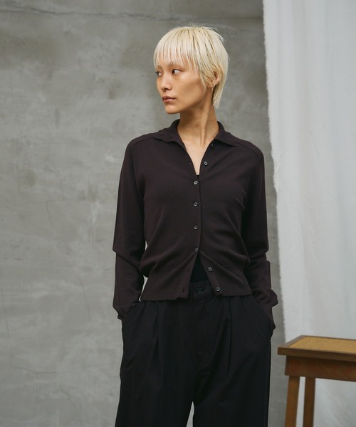 paradigm（パラダイム）の「【paradigm】コットンモダール襟付ハイネックカーデ（カーディガン/ボレロ・レディース・ホワイト/ライトグレー/ブラック/チャコールグレー・SMALL/MEDIUM）」の14枚目の写真