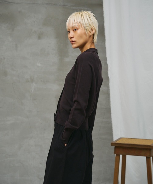 paradigm（パラダイム）の「【paradigm】コットンモダール襟付ハイネックカーデ（カーディガン/ボレロ・レディース・ホワイト/ライトグレー/ブラック/チャコールグレー・SMALL/MEDIUM）」の15枚目の写真