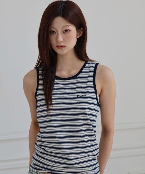 PROCESS（プロセス）の「[2サイズ] マルチストライプ ノースリーブ - ブルー（Tシャツ/カットソー・メンズ・その他・1/2）」の5枚目の写真