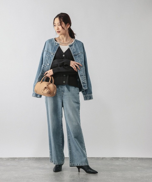 GLOBAL WORK（グローバルワーク）の「ドライタッチVネックカーディガン長袖/634143（カーディガン/ボレロ・レディース・ブラウン/グレー系5/ブラック/コーラルピンク/ライトイエロー/ライトブルー/ライトベージュ・SHORT/REGULAR）」の8枚目の写真