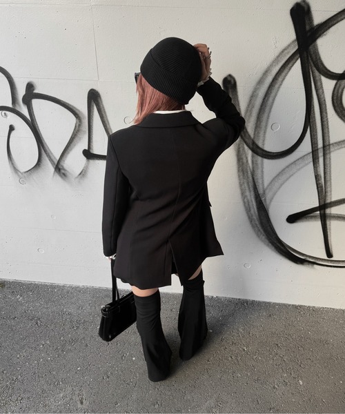 jiasecond.（ジアセカンド）の「【jiasecond.】アシンメトリーフックオーバージャケット / ジャケット アウター モード アシメ 変形 ピアス オーバー（テーラードジャケット・レディース・ブラック・FREE）」の18枚目の写真