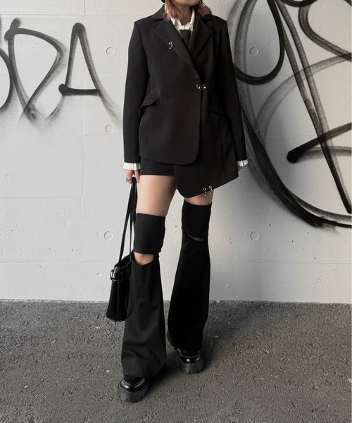 jiasecond.（ジアセカンド）の「【jiasecond.】アシンメトリーフックオーバージャケット / ジャケット アウター モード アシメ 変形 ピアス オーバー（テーラードジャケット・レディース・ブラック・FREE）」の19枚目の写真