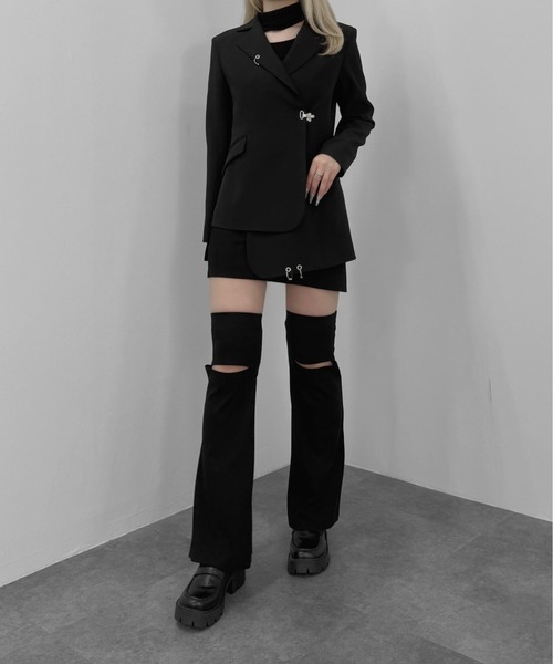 jiasecond.（ジアセカンド）の「【jiasecond.】アシンメトリーフックオーバージャケット / ジャケット アウター モード アシメ 変形 ピアス オーバー（テーラードジャケット・レディース・ブラック・FREE）」の6枚目の写真