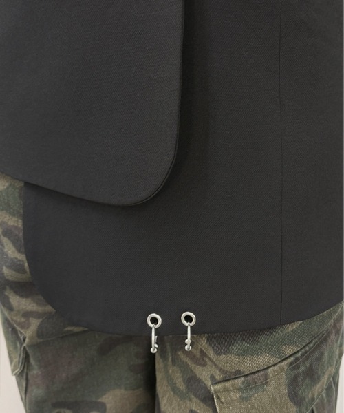 jiasecond.（ジアセカンド）の「【jiasecond.】アシンメトリーフックオーバージャケット / ジャケット アウター モード アシメ 変形 ピアス オーバー（テーラードジャケット・レディース・ブラック・FREE）」の11枚目の写真