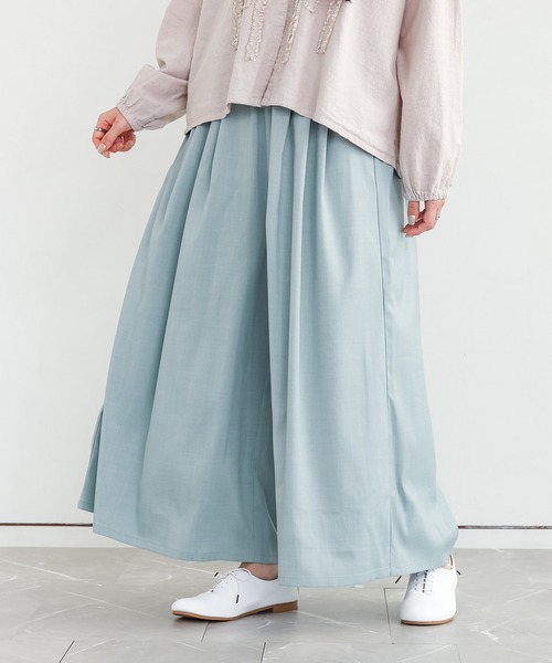 n'OrLABEL（ノアールレーベル）の「『リネンライクタックガウチョパンツ』（その他パンツ・レディース・ライトブルー/チャコール/ブラック・FREE）」の2枚目の写真