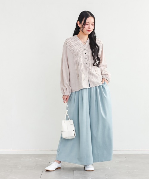 n'OrLABEL（ノアールレーベル）の「『リネンライクタックガウチョパンツ』（その他パンツ・レディース・ライトブルー/チャコール/ブラック・FREE）」の7枚目の写真