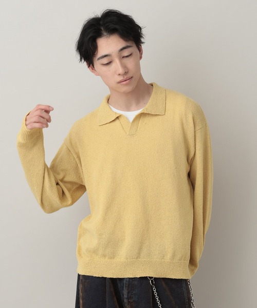 RAGEBLUE（レイジブルー）の「Low Gauge Skipper Knit/スキッパーニットポロ（ポロシャツ・メンズ・ブルー/ブラック/ライトグレー/イエロー・MEDIUM/LARGE）」の4枚目の写真