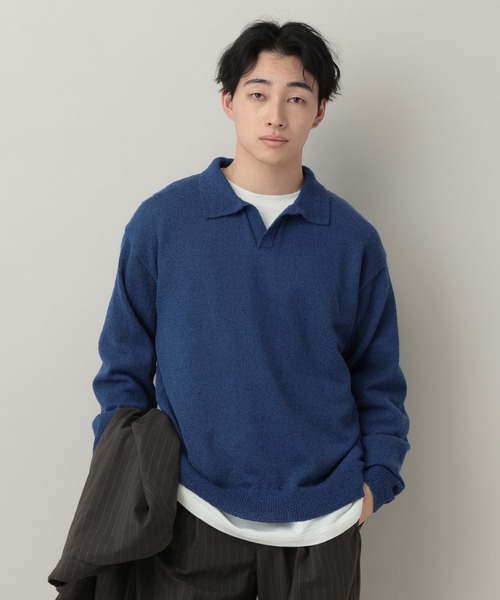 RAGEBLUE（レイジブルー）の「Low Gauge Skipper Knit/スキッパーニットポロ（ポロシャツ・メンズ・ブルー/ブラック/ライトグレー/イエロー・MEDIUM/LARGE）」の3枚目の写真