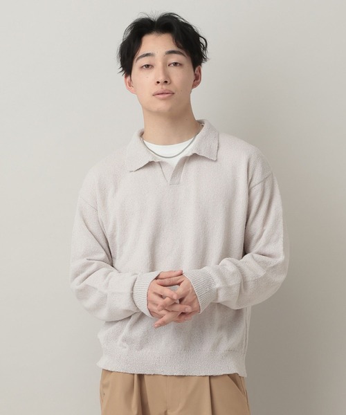 RAGEBLUE（レイジブルー）の「Low Gauge Skipper Knit/スキッパーニットポロ（ポロシャツ・メンズ・ブルー/ブラック/ライトグレー/イエロー・MEDIUM/LARGE）」の2枚目の写真