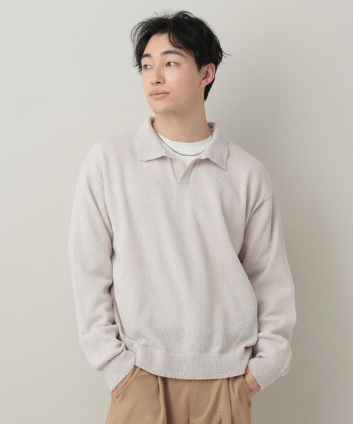 RAGEBLUE（レイジブルー）の「Low Gauge Skipper Knit/スキッパーニットポロ（ポロシャツ・メンズ・ブルー/ブラック/ライトグレー/イエロー・MEDIUM/LARGE）」の9枚目の写真