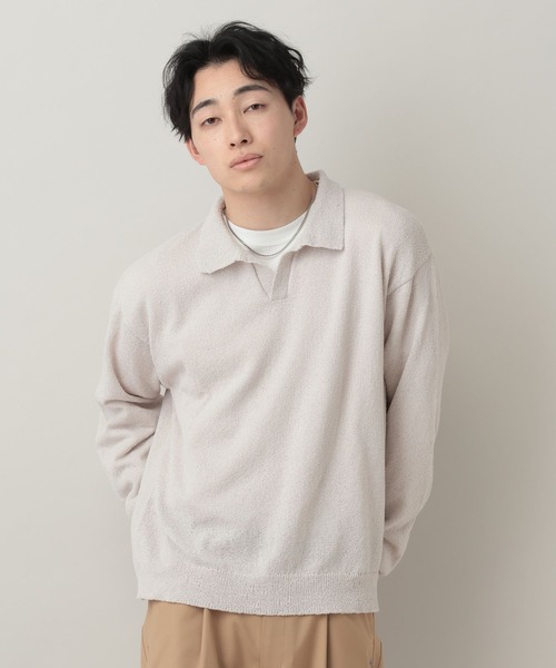RAGEBLUE（レイジブルー）の「Low Gauge Skipper Knit/スキッパーニットポロ（ポロシャツ・メンズ・ブルー/ブラック/ライトグレー/イエロー・MEDIUM/LARGE）」の11枚目の写真