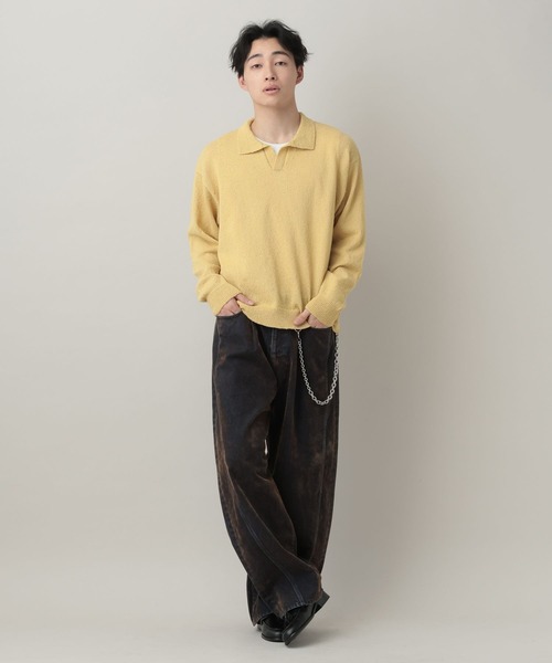 RAGEBLUE（レイジブルー）の「Low Gauge Skipper Knit/スキッパーニットポロ（ポロシャツ・メンズ・ブルー/ブラック/ライトグレー/イエロー・MEDIUM/LARGE）」の12枚目の写真