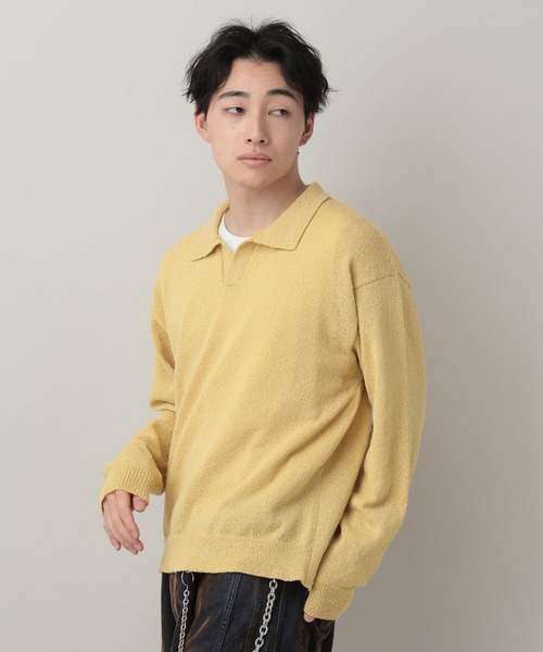 RAGEBLUE（レイジブルー）の「Low Gauge Skipper Knit/スキッパーニットポロ（ポロシャツ・メンズ・ブルー/ブラック/ライトグレー/イエロー・MEDIUM/LARGE）」の16枚目の写真
