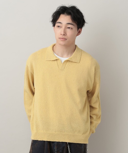 RAGEBLUE（レイジブルー）の「Low Gauge Skipper Knit/スキッパーニットポロ（ポロシャツ・メンズ・ブルー/ブラック/ライトグレー/イエロー・MEDIUM/LARGE）」の17枚目の写真
