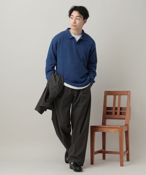 RAGEBLUE（レイジブルー）の「Low Gauge Skipper Knit/スキッパーニットポロ（ポロシャツ・メンズ・ブルー/ブラック/ライトグレー/イエロー・MEDIUM/LARGE）」の19枚目の写真