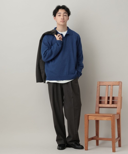 RAGEBLUE（レイジブルー）の「Low Gauge Skipper Knit/スキッパーニットポロ（ポロシャツ・メンズ・ブルー/ブラック/ライトグレー/イエロー・MEDIUM/LARGE）」の20枚目の写真