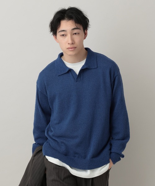 RAGEBLUE（レイジブルー）の「Low Gauge Skipper Knit/スキッパーニットポロ（ポロシャツ・メンズ・ブルー/ブラック/ライトグレー/イエロー・MEDIUM/LARGE）」の21枚目の写真