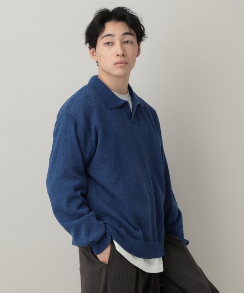 RAGEBLUE（レイジブルー）の「Low Gauge Skipper Knit/スキッパーニットポロ（ポロシャツ・メンズ・ブルー/ブラック/ライトグレー/イエロー・MEDIUM/LARGE）」の22枚目の写真