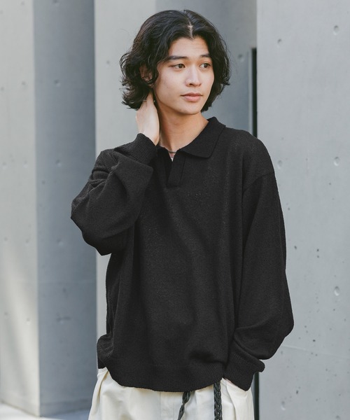 セール】Low Gauge Skipper Knit/スキッパーニットポロ（ポロシャツ